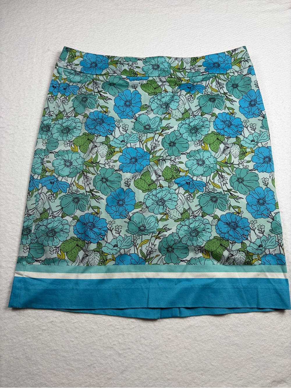 Talbots Teal & Blue Floral Mini Skirt